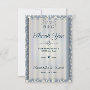 Wedding Favour Thank You Luxury Vintage Royal Card