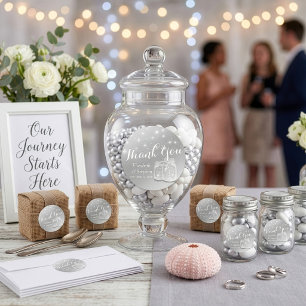Wedding Favour Thank You Mason Jars & String Light Classic Round Sticker