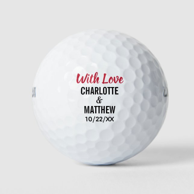 Wedding Favour Thank You With Love Golf Balls (Front)