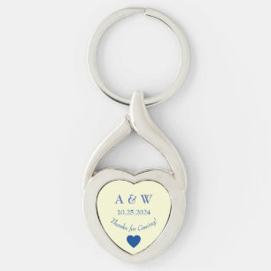 Wedding Favour Yellow Thanks for Coming Date Heart Keychain