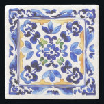 Wedding favours Amalfi Vietri Italian blue tiles Stone Coaster<br><div class="desc">Wedding favours blue tile marble coasters Amalfi Positano Vietri blue Majolica tiles bridal shower tableware marble coasters,  Mediterranean themed blue white and yellow tiles bridal shower wedding coasters</div>