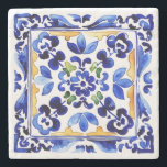 Wedding favours Amalfi Vietri Italian blue tiles Stone Coaster<br><div class="desc">Wedding favours blue tile marble coasters Amalfi Positano Vietri blue Majolica tiles bridal shower tableware marble coasters,  Mediterranean themed blue white and yellow tiles bridal shower wedding coasters</div>