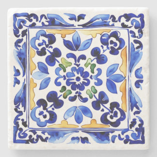 Wedding favours Amalfi Vietri Italian blue tiles Stone Coaster
