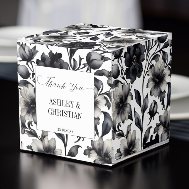 Wedding favours black and white candy favor box (Wedding favors black and white candy favor box personalized wedding favor box elegant simple floral)