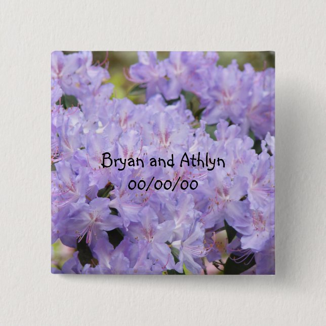 Wedding Favours Bride Groom Name Marriage Date 2 Inch Square Button (Front)