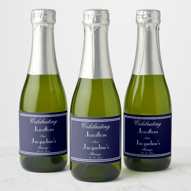 Wedding favours chic script names elegant mini   sparkling wine label (Bottles)