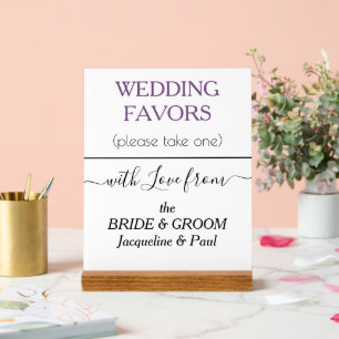 Wedding Favours Dusty Violet Typography White Acrylic Sign