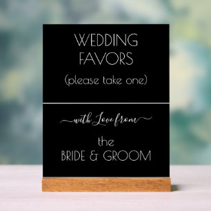 Wedding Favours Formal Black White Typography  Acrylic Sign