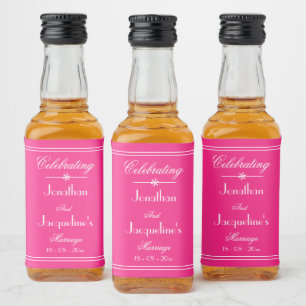 Wedding Favours Names Chic Elegant Pink Mini Liquor Bottle Label
