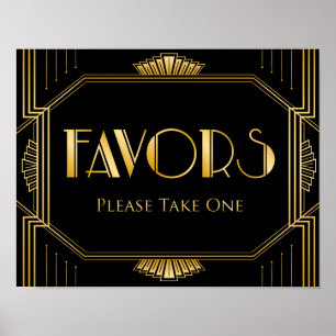 Wedding Favours Sign   Gatsby Art Deco