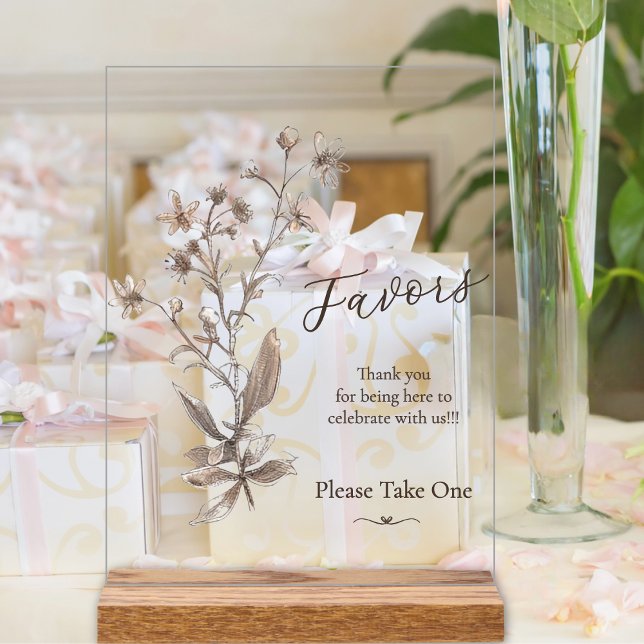Wedding Favours Sign Rustic Elegant Wildflowers (Creator Uploaded)