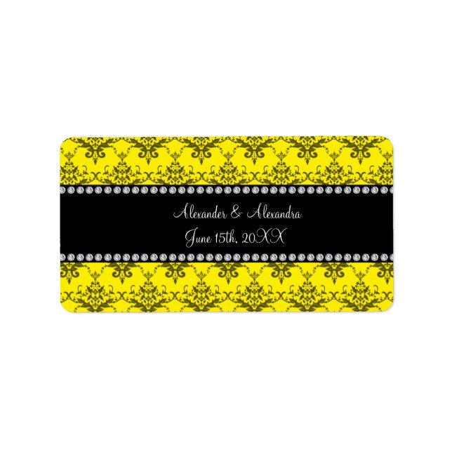 Wedding favours Yellow damask Label (Front)