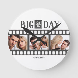 Wedding Film Add 3 Photos Round Clock