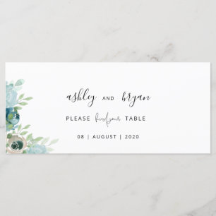 Wedding Find Your Table Dusty Blue Floral Card