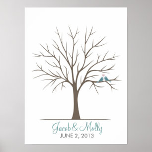 Wedding Fingerprint Tree – Classic Love Birds Poster