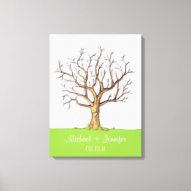 Wedding Fingerprint Tree (Colour) Canvas Print (Front)