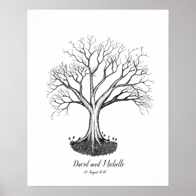 Wedding Fingerprint Tree Guestbook - Poster (Front)