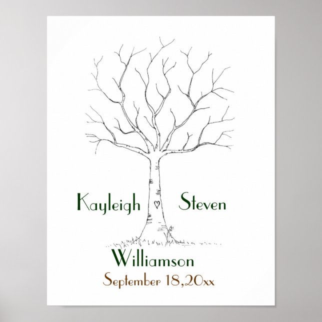 Wedding Fingerprint Tree Poster (Front)