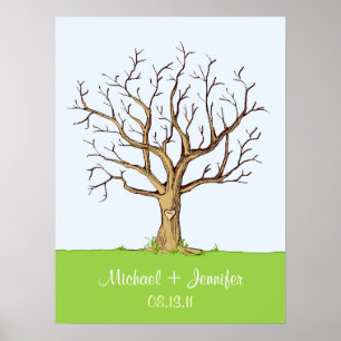 Wedding Fingerprint Tree Poster (Colour)