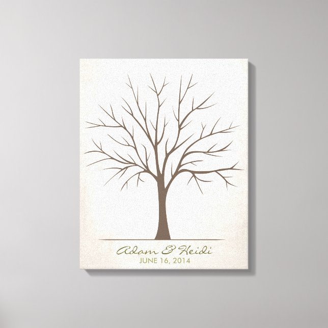 Wedding Fingerprint Tree – Rustic Canvas Print (Front)