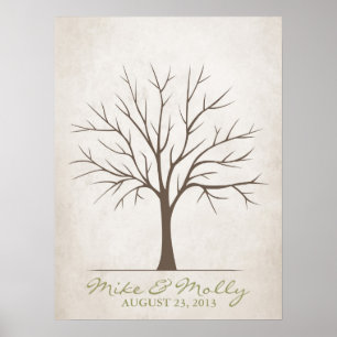 Wedding Fingerprint Tree – Rustic Poster