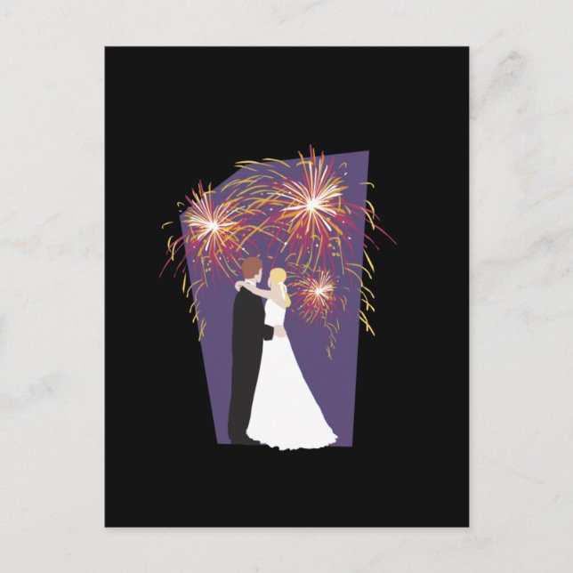 Wedding Fireworks Save The Date Postcards (Front)