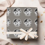 Wedding First Christmas Photo Custom Name and Year Wrapping Paper<br><div class="desc">Traditional Taupe and White Border - Perfect gift for newlyweds or for an anniversary. A keepsake that highlights one picture and personalized text.</div>