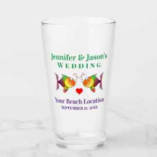 Wedding Fish Beach Tropical Destination Beer Pint Glass