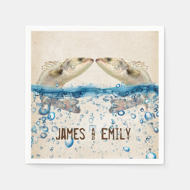 Wedding Fish in Water Napkin (Front)