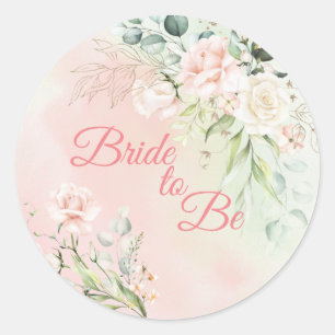 Wedding Floral Bride to  Be Elegant Pink Script Classic Round Sticker
