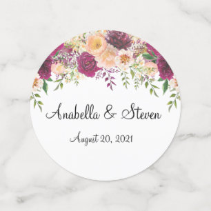 Wedding Floral Burgundy Rose Custom Watercolor Confetti