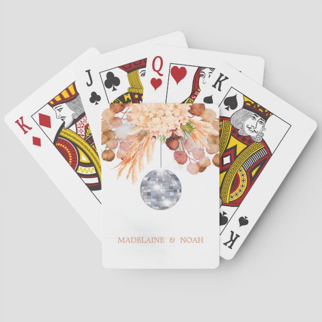 Wedding Floral Disco Ball Elegant Chic  Playing Cards (Back)