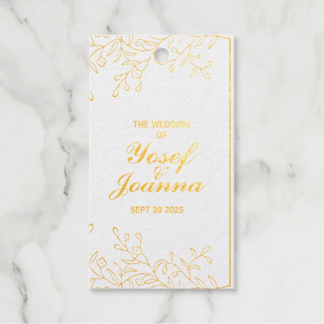 Wedding Floral Foil Favour Tag (Front)