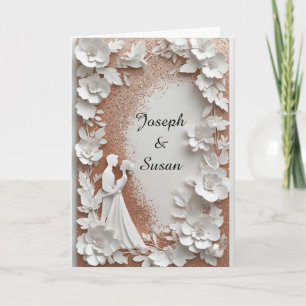 Wedding Floral Frame With Bride And Groom Card