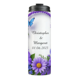 Wedding Floral Frame with Colorful Flowers Thermal Tumbler