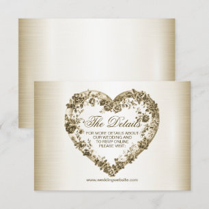 Wedding Floral Golden Ornate Heart Frame Elegant Enclosure Card