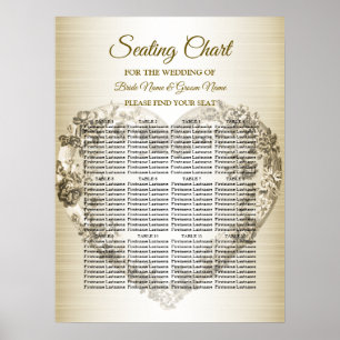 Wedding Floral Golden Ornate Heart Frame Elegant Poster