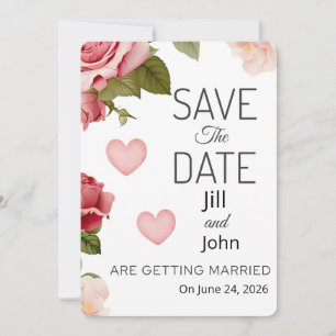 Wedding Floral Heart Save The Date Card