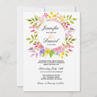 Wedding Floral Invitation Elegant Formal Invite