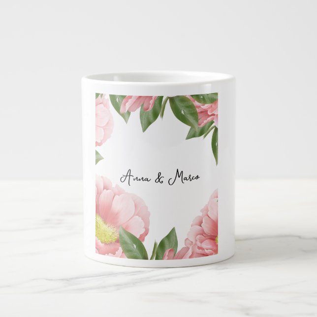 Wedding floral invitation  large coffee mug (Front)