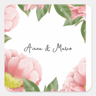 Wedding floral invitation  square sticker