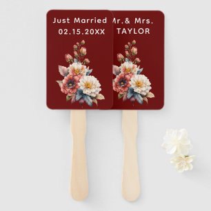 Wedding Floral Monogram  Hand Fan
