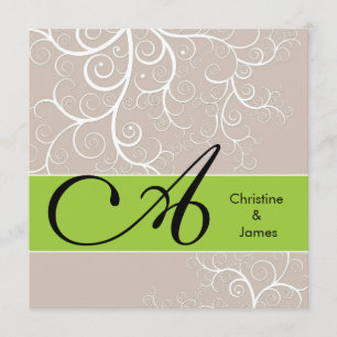 Wedding floral monogram names invitation