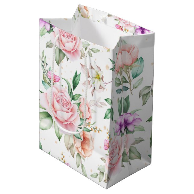 Wedding Floral Print Gift Bag (Front Angled)