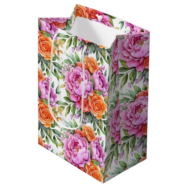 Wedding Floral Print Gift Bag (Front Angled)