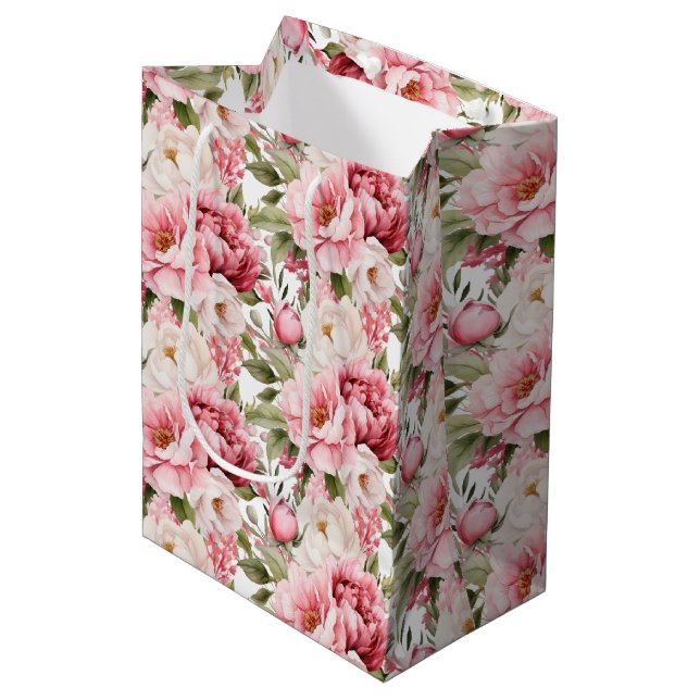 Wedding Floral Print Gift Bag (Front Angled)