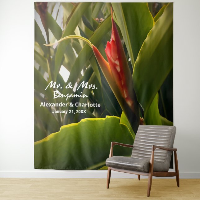  Wedding Floral Red Flower Photo Booth Backdrop  Tapestry (In Situ)