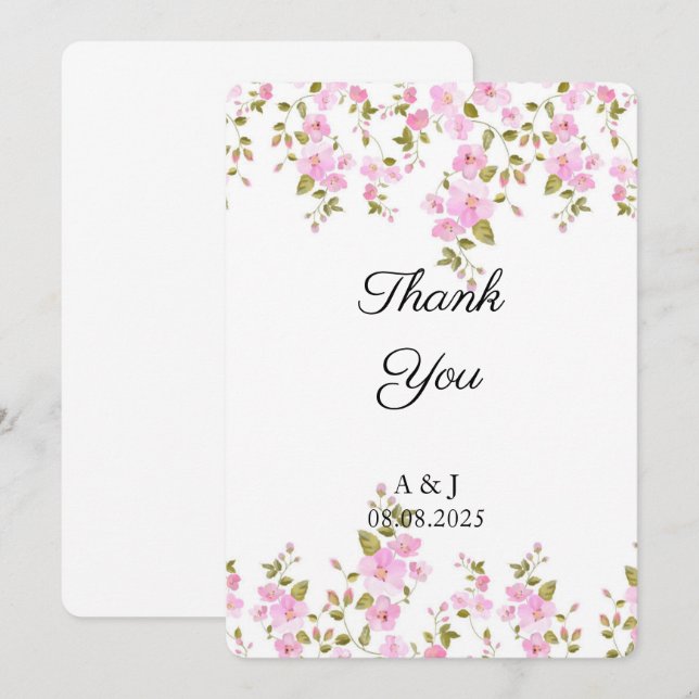 WEDDING FLORAL THANK YOU CARD (Front/Back)