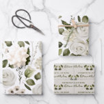 Wedding Floral Wrapping Paper Flat Sheet Set of 3<br><div class="desc">Congratulate a special couple with these lovely personalized watercolor floral wrapping paper sheets! Perfect for weddings,  anniversaries,  bridal showers,  and engagement parties!</div>