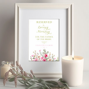 Wedding Floral Wreath Loving Memory Reserved Seat Poster